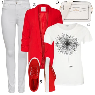 Outfity z džínu s Červená/Tmavě červená Oversize Sako/Boyfriend Sako/Dlouhý Sako/Teplákový blejzr/Kožená bunda pro muže Pieces "Stylová letní nálada"