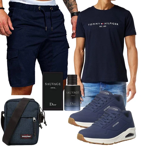 DunkelBlau/Blau Cargo Short/Musselin Shorts/Kurze Hose/Bermuda Cindeyar kombinieren