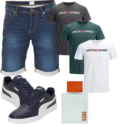 Basic Blau/Dunkelblau/Hellblau Hemd Jeans Short/Bermuda Mustang kombinieren