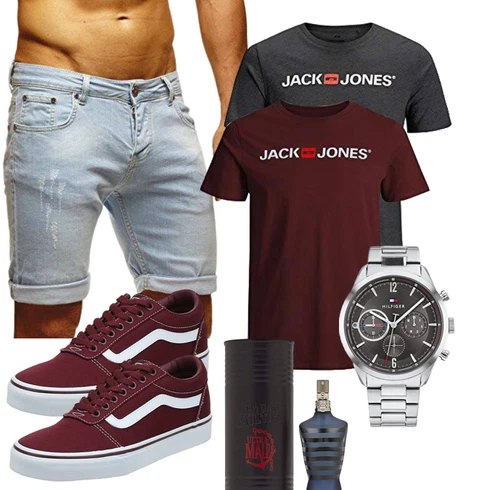 Hellblau/Blau Jeans Short/Bermuda/Kurze Hose Leif Nelson kombinieren
