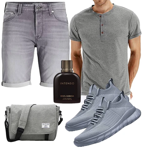 Jeans Grau/DunkelGrau/Rosa/HellGrau Hemd Jeans Short/Bermuda Jack & Jones kombinieren