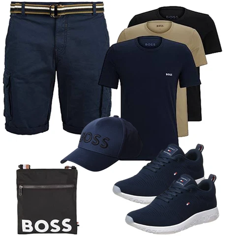 Blau/Dunkelblau Hemd Cargo Short/Bermuda/Kurze Hose/Musselin Shorts/Chino Shorts Blend kombinieren