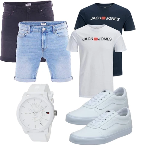 Blau/Hellblau/Dunkelblau Jeans Short/Bermuda/Kurze Hose/Musselin Shorts Only & Sons kombinieren