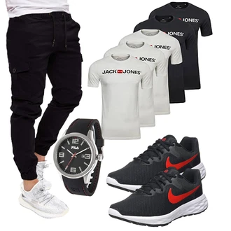 Elegant Outfit mit Schwarz/Dunkelblau/Lila/Khaki Jogger Hose/Cargo-JoggingHose/Capri/CargoHose/Cargo Short PITTMAN "Cooles Outfit"Look: Feine, Empire, Outdoor, Rap, Lack, Coole, Smart Casual, Workwear, Casual, Techno, Unisex, Trendige, Streetwear, Elegant, Schlichte