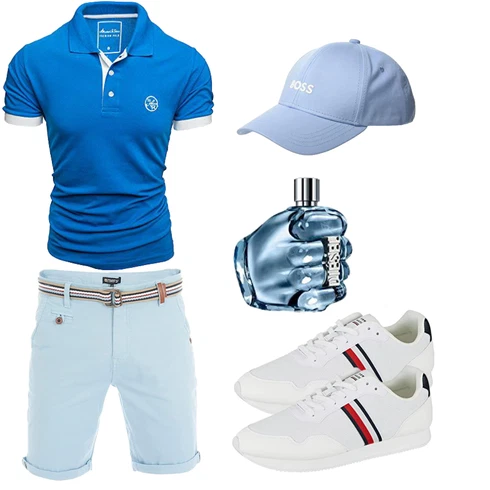 Hellblau/Blau Musselin Shorts/Kurze Hose/Bermuda Riverso kombinieren