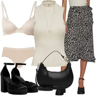 Outfit sa Crna/Zeleno/Bijela Suknja Vila "Outfit za ljeto"