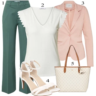 Eleganten outfit mit Krem/Bela/Rumena/Siva/Khaki/Srebrna/Bež Velika velikost Srajca & majica Velike velikosti/Majica & Top/Bluza in Tunika/Bluza Velika velikost About You "Poletna oblačila"Look: Nor, Emo, Babydoll, Eleganten, Francoski, Lepo, Romantičen, Transparent