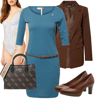 Outfit s Světle modrá Tělo Korselet/Krajkový Body/Krajková podprsenka/Body s Kosticí/Průhledný Body/Tělo bez kostic/Korzet/Síťovaný Body about you x hunkemöller "Elegantní letní outfit"