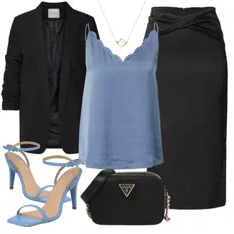Outfit sa Crna/Tamnosiva/Siva Suknja na Omot/Suknja Na Vezanje/pencil Suknja/Kršćanska Suknja/Suknja do Potkoljenice/Moderne Suknja/Suknja Za Matični Ured/Koktel Suknja/Midi Suknja A Lot Less "Elegantni Ljetni Outfit"