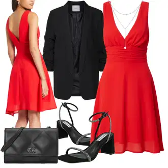 Matični ured Nevesta Outfit sa Crvena/Tamnocrvena Haljina a Kroj/Haljina od Šifona/klizačka Haljina/Sportska Odjeća/Haljina Bez Rukava/Ljetna Haljina/Fit & Flare Haljina/Pamučna Haljina/Koktel Haljina Sisters Point "Elegantni Ljetni Outfit"Look: Malle, Vrtne zabave, Novogodišnja noć, Rođendan, 40. rođendan, Gala, 30. rođendan, 60. rođendan, 18. rođendan, Matični ured, Prije vjenčanja, Božić, Bal, Coachella, 50. rođendan, Festival, Valentinovo, Koncer, Posebne prigode
