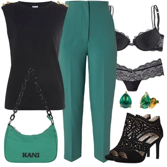 Outfit sa Crna/Narandžasta Veganska cipela/Elegantna Cipela/Sandala s petom/Salonka & Visoki Pet/Salonka s Kopčom/Sandala na Petu Bullboxer "Elegantni look"