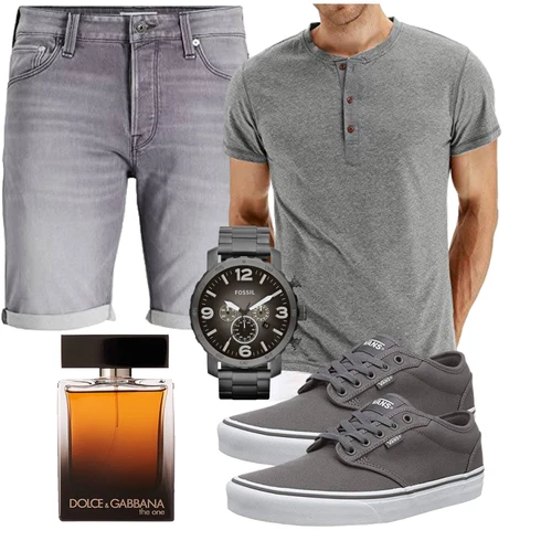 Jeans Grau/DunkelGrau/Rosa/HellGrau Hemd Jeans Short/Bermuda Jack & Jones kombinieren