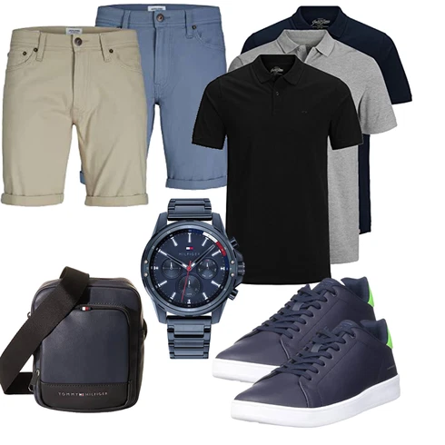 Hellblau/Pastell/Grau/Khaki/Beige Bermuda/Chino Shorts/Musselin Shorts/Kurze Hose Jack & Jones kombinieren