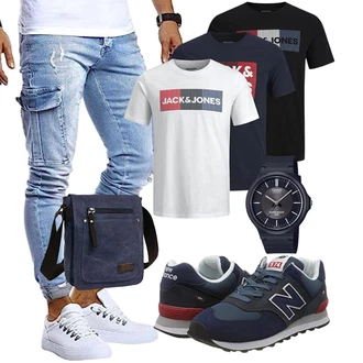 Sommer Outfits mit Jeans Leder Schuhe Leif Nelson "Freizeit Outfit"