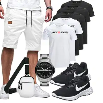 Sommer Outfits Leichte mit Schwarz/Grau Long Keeper "Freizeit Outfit"