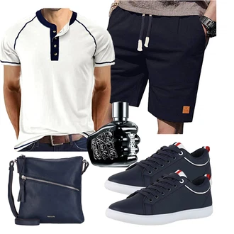 Casual Outfits Elegant mit Dunkelblau Schulranzen/Schultertasche/Schultertasche/Umhängetasche Tamaris "Freizeit Outfit"Look: Overdressed, Oversize, Classic, Premium, Vintage, Elegant, Glamourös, Moderne, Schlichte, Smart Casual, Schick, Feine