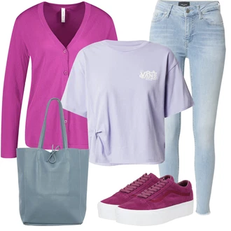 Dlouhé Outfit s Růžová/Fialová/Tmavě červená/Vínová Teniska Skate Bota/Teniska na platformě/Nízká Teniska/Úzká Teniska/Plátěná Teniska/Kožené Tenisky Vans "Lehký outfit"