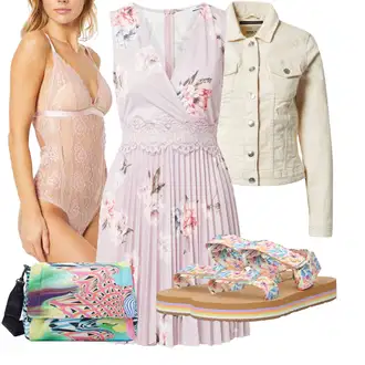Outfity pro léto s Šedá Šaty Móda Pro Plnoštíhlou/Košilové šaty/Šaty Bez Rukávů/Šaty Na Ramínko/Šaty s výstřihem About You "Lehký outfit"