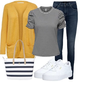 Streetwear Outfit s Bílá/Krémová Nízká Teniska/Letní Tenisky/Úzká Teniska/Skate Bota/Teniska na platformě/Kožené Tenisky Puma "Letní oblečení"Look: Unisex, Streetwear, Estetika
