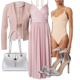 Outfit s Fialová Šaty s výstřihem/Šaty pro Družičku/Plisované Šaty/Dlouhé Letní Šaty/Společenské šaty pro hosta/Maxi Šaty About You "Letní večerní outfit"
