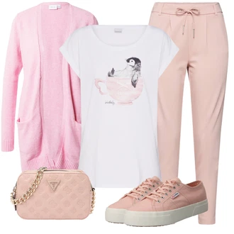 Outfity na zimu s Růžová Jogger Kalhoty/Mrkvová Kalhoty/Ležérní Kalhoty/Navlékací Kalhoty/Žerzejová Kalhoty/Teplák/Mušelínové kalhoty/Sportovní kalhoty střední délky Only "Letní vzhled na každý den"