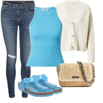 Oblečení se sukní Skating s Krémová/Bílá/Béžová/Oranžová/Khaki Pletenina veľkej veľkosti Tom Tailor Denim "Letní vzhled pro módní ženy"Look: Hokej, Jízda na koni, Krasobruslení, Skating