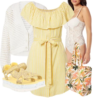 Outfit s Béžová Plážová Taška ROXY "Letní vzhled pro módní ženy"
