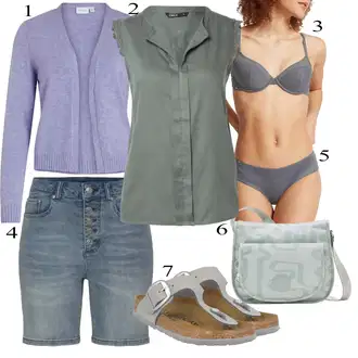 Kombinacije od trapera Zvonoliki kroj sa Zeleno/Tamnozelena/Tirkizna Bluza Veći Broj/Tunika Only "Ljetni look za modno osvještene žene"