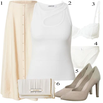 Nev?sta Outfit s Bé?ová/Khaki/Bílá Dlouhá Sukn?/Vln?ná Sukn?/K?es?anská Sukn?/Midi Sukn?/Moderní Sukn?/Sukn? do Délky Lýtka/Maxi Sukn?/Sukn? Pro Matriku/Vintage Sukn? maxi/St?edov?ká Sukn?/Unisex Sukn?/Sukn? Pro Svatebního Hosta Edited "Módní letní vzhled"