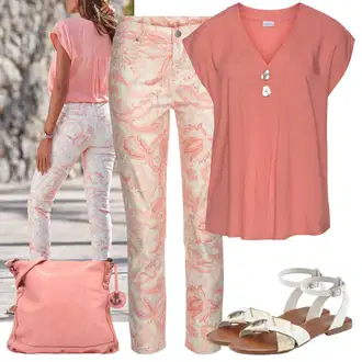 Svatovski gost Outfit sa Pink/Narandžasta Hlača Velika Veličina Lascana "Ljetni look za modno osvještene žene"