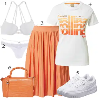 Outfit s Bílá/Červená/Krémová Bezdrátová podprsenka/Podprsenka Bez Kostic/Podprsenka Balconette/Měkká podprsenka/Kožené bundy pro muže/Podprsenka s kosticemi/Push-Up Podprsenka/Podprsenka s výstřihem push-up/Vyztužený podprsenek/Pánské boty ve velikosti 11/Průsvitná podprsenka a podprsenka s kosticí/Trojúhelníkový Podprsenek/Zmenšující Podprsenek/Multifunkční podprsenka/Kojící podprsenka Lascana "Stylová letní nálada"