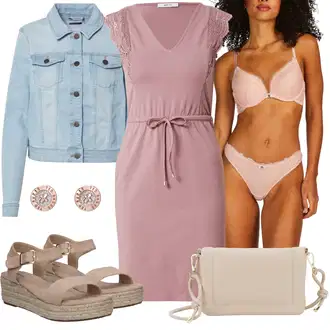 Outfit sa Ljubičasta Haljina s Pojasom/Ležerna Haljina/Uska Haljina/Omotna Haljina/Haljina Bez Rukava/Haljina Ravnog Kroja/Haljina za ured/Pamučna haljina About You "Ljetni Outfiti"