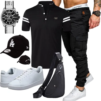 Sommer Outfits Wandern mit Schwarz KTWOLEN , Schwarz FANDARE "Modischer Sommer Look"Look: Fitness, Golf, Wandern, Tennis, Laufen, Arbeits, Freizeit, Joggen, Trekking
