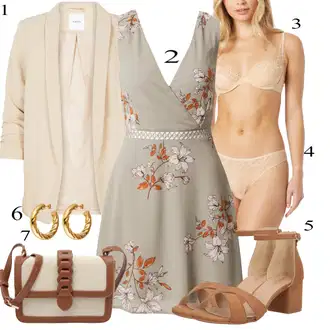 Outfity na zimu s Béžová/Hnědá/Fialová/Khaki Vintage šaty/Šaty Do Áčka/Šaty Bez Rukávů/Elegantní Šaty/Šaty S Potiskem/Šaty na Podzim/Letní Šaty/Společenské šaty pro hosta/Pouzdrové Šaty/Zavinovací Šaty About You "Outfit na léto"