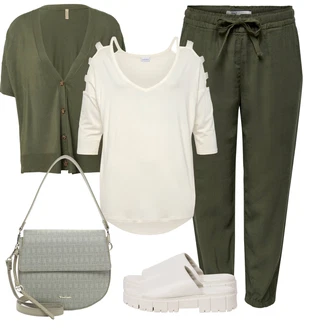 Dlouhé Outfit s Tmavě zelená Tričko & Top Móda Pro Plnoštíhlé/Tunika/Halenka Móda Pro Plnoštíhlou/Pletenina veľkej veľkosti Soyaconcept "Módní letní vzhled"