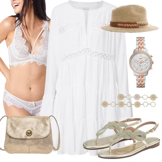 Outfit s Zlatý/Béžová Náramek/Jemný Řetízek Lascana "Módní letní vzhled"