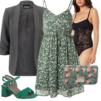 Outfit s Černá/Fialová Krajkový Body/Korselet/Body s Kosticí/Síťovaný body/Tvarující tělo/Korzet/Tělo bez kostic Free People "Módní letní vzhled"