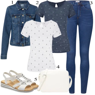 Tradicionalne kombinacije Denim/Traper sa Plava/Tamnoplava/Svjetloplava Kratka Traper Jakna/Vintage Jakna/Traper Jakna Only, Plava/Tamnoplava/Svjetloplava Traper Tajice/Jeggings Only "Outfit za ljeto"