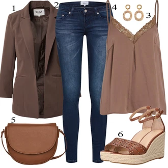 Ležérní Outfit s Modrá/Tmavě modrá Džínové Legíny/Jeggings Only "Stylová letní nálada"Look: Styl, Ležérní, Cool, Francouzské, Krásný, Bezešvé, Sportovní