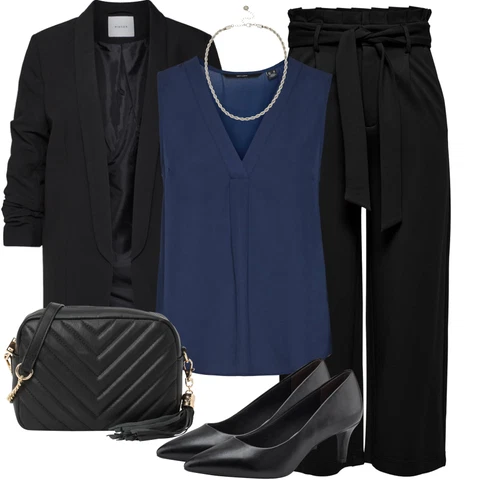 Kombinace Černá/Béžová Culotte Kalhoty/Paperbag Kalhoty Only