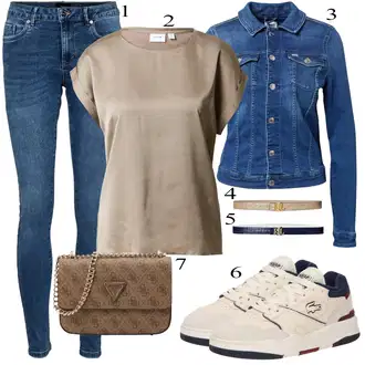 Western outfit mit Temno modra/Svetlo modra/Modra Denim Jakna/Kratka Denim Jakna/Vintage Jakna Tommy Jeans "poletni videz"Look: Nor, Lak, 90. leta, Kul, Morski, Mom, Lepo, Univerzitetni, Western, Delovna oblačila, Retro