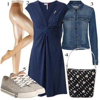 Jaro Outfit s Béžová/Zlatý Punčocháče/Komprese ponožka/Nylonová punčocha/Punčocháče Velká Velikost/Punčochy Proti Trombóze Falke "Módní letní vzhled"