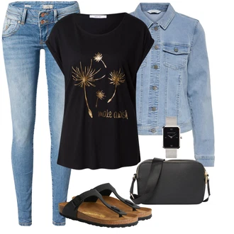 Cool Outfit s Světle modrá/Modrá Krátké Džínové Bundičky/Džínové Bund Only "Outfit na léto"Look: 90tá léta, Cool, Mom, Krásný, Punk, Univerzitní