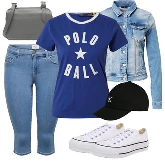 Outfit s Světle modrá/Modrá Jeggings/Džínové Legíny/3/4 Kalhoty/Capri kalhoty Only "Outfit na léto"