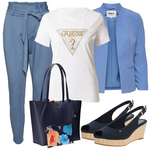 Kombinace Šedá/Modrá/Světle Modrá Široká Kalhoty Baggy Kalhoty/Boyfriend Kalhoty/Mrkvová Kalhoty/Ležérní Kalhoty/Harémová Kalhoty/Kalhoty s Vysokým Pasem/Mušelínové kalhoty/Kalhoty se Štěrbinou/Paperbag Kalhoty VERO MODA