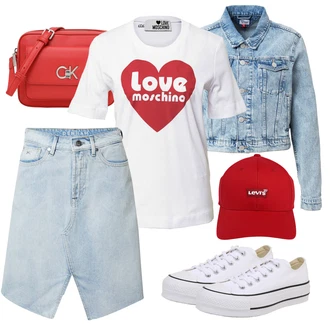 Outfit s Pastelové barvy Tričko s krátkým rukávem Love Moschino "Outfit na léto"