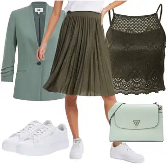 Oblečení se sukní s Černá/Zelená Sukně/Móda Pro Plnoštíhlou About You "Outfit na léto"