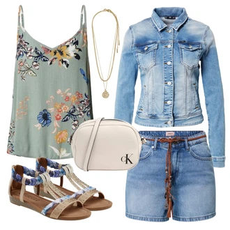 Rovná noha Outfit s Světle modrá/Modrá Džíny Culottes/Navlékací džíny Only "Outfit na léto"