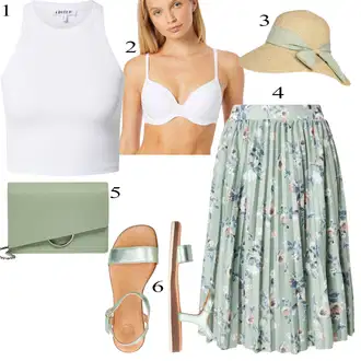 Outfit sa Bijela/Krem Muške cipele u veličini 11/Prozirni grudnjak i poprsje/Mekani grudnjak/Grudnjak sa žicom/Podstavljeni grudnjak/Kožne jakne za muškarce/Balkonet Grudnjak/Push-Up Grudnjak/Grudnjak Minimizer/Grudnjak sa žicom HUNKEMÖLLER "Outfit za ljeto"