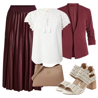 Oblečení se sukní S křivkami s Krémová/Bílá Halenka Móda Pro Plnoštíhlou qs "Outfit na léto"